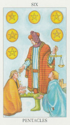 The six 6 of pentacles